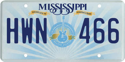 MS license plate HWN466