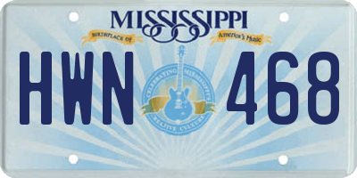 MS license plate HWN468