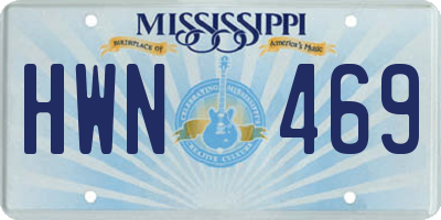MS license plate HWN469