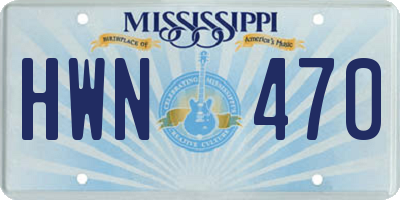 MS license plate HWN470