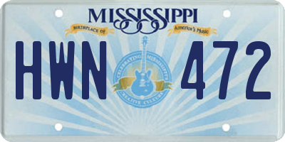 MS license plate HWN472