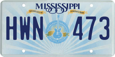 MS license plate HWN473
