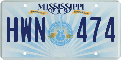 MS license plate HWN474