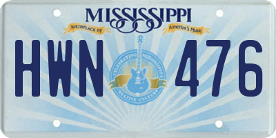 MS license plate HWN476