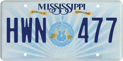 MS license plate HWN477
