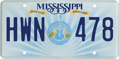 MS license plate HWN478