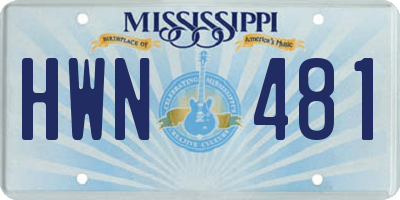 MS license plate HWN481