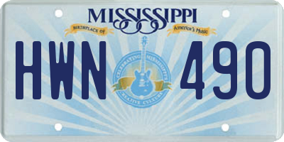 MS license plate HWN490