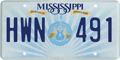 MS license plate HWN491