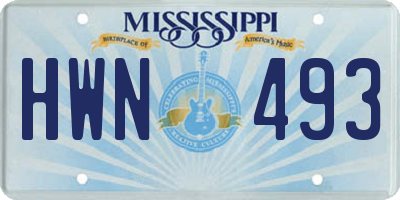 MS license plate HWN493