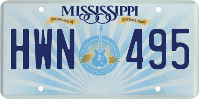 MS license plate HWN495