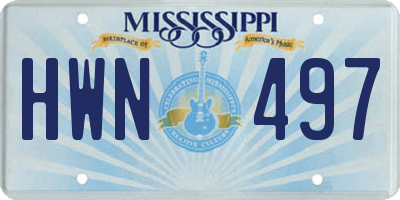 MS license plate HWN497