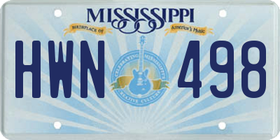 MS license plate HWN498