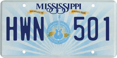 MS license plate HWN501