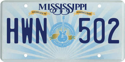 MS license plate HWN502