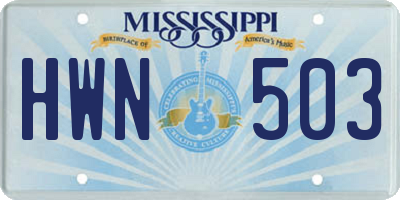 MS license plate HWN503