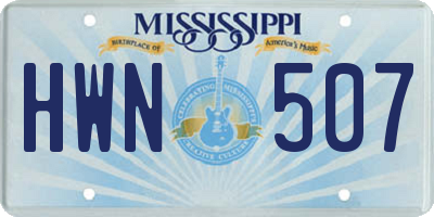 MS license plate HWN507