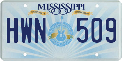 MS license plate HWN509