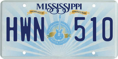 MS license plate HWN510