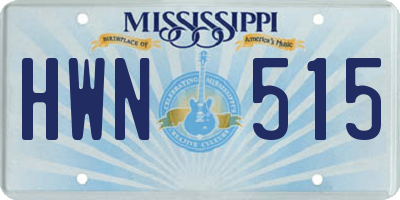 MS license plate HWN515