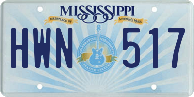 MS license plate HWN517