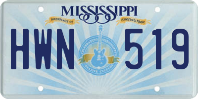 MS license plate HWN519