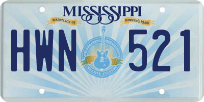 MS license plate HWN521