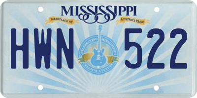 MS license plate HWN522