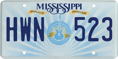 MS license plate HWN523