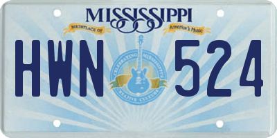 MS license plate HWN524