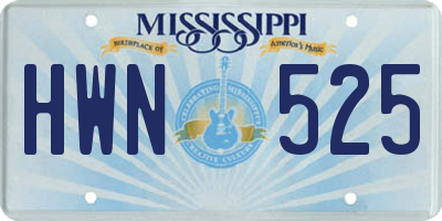 MS license plate HWN525