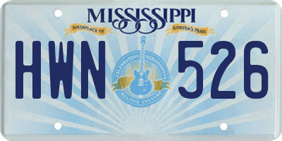 MS license plate HWN526