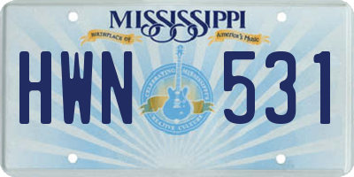 MS license plate HWN531