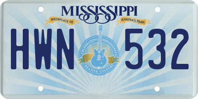 MS license plate HWN532