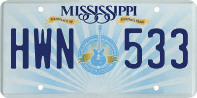 MS license plate HWN533