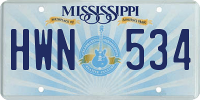 MS license plate HWN534
