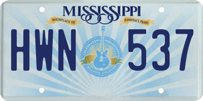 MS license plate HWN537