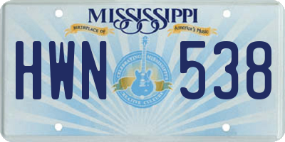 MS license plate HWN538