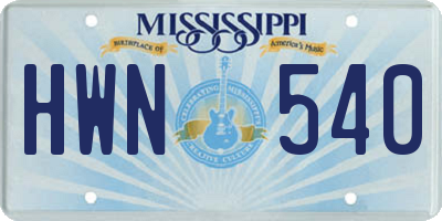MS license plate HWN540