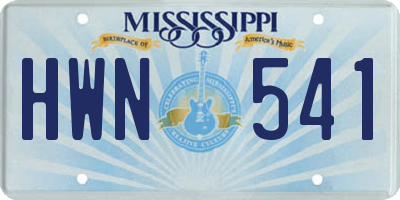 MS license plate HWN541