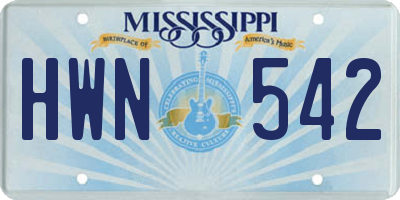 MS license plate HWN542