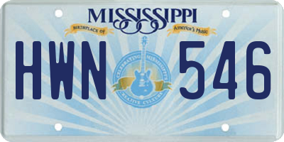 MS license plate HWN546