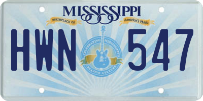 MS license plate HWN547