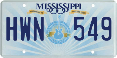 MS license plate HWN549