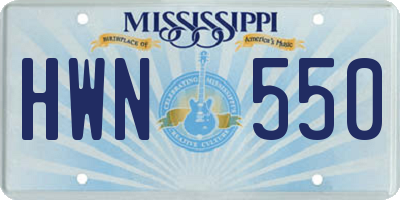 MS license plate HWN550
