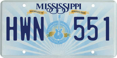 MS license plate HWN551