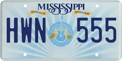 MS license plate HWN555