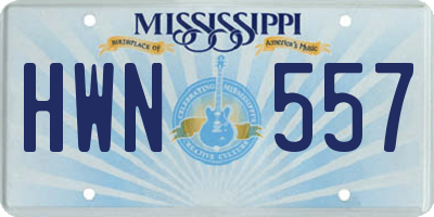 MS license plate HWN557
