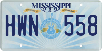 MS license plate HWN558