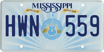 MS license plate HWN559